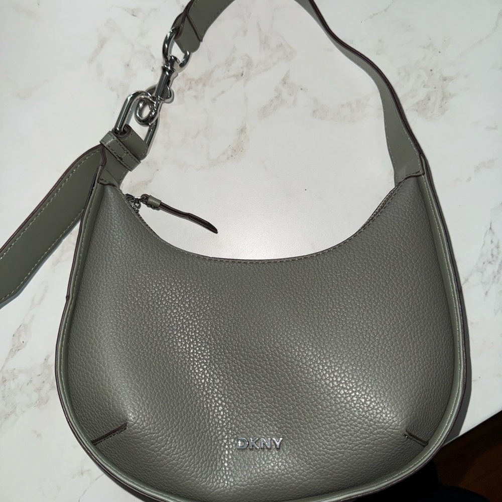 DKNY Pebble Leather Shoulder Bag in Gray